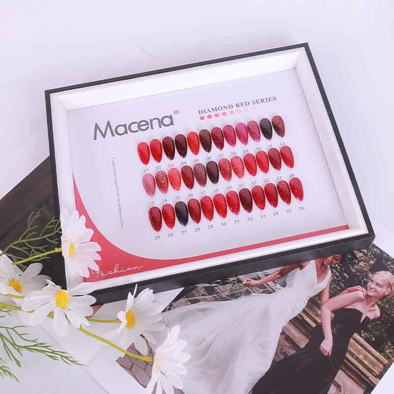 Red colours series gel nails polish Macena non toxic soak off nail gel private label gel polish