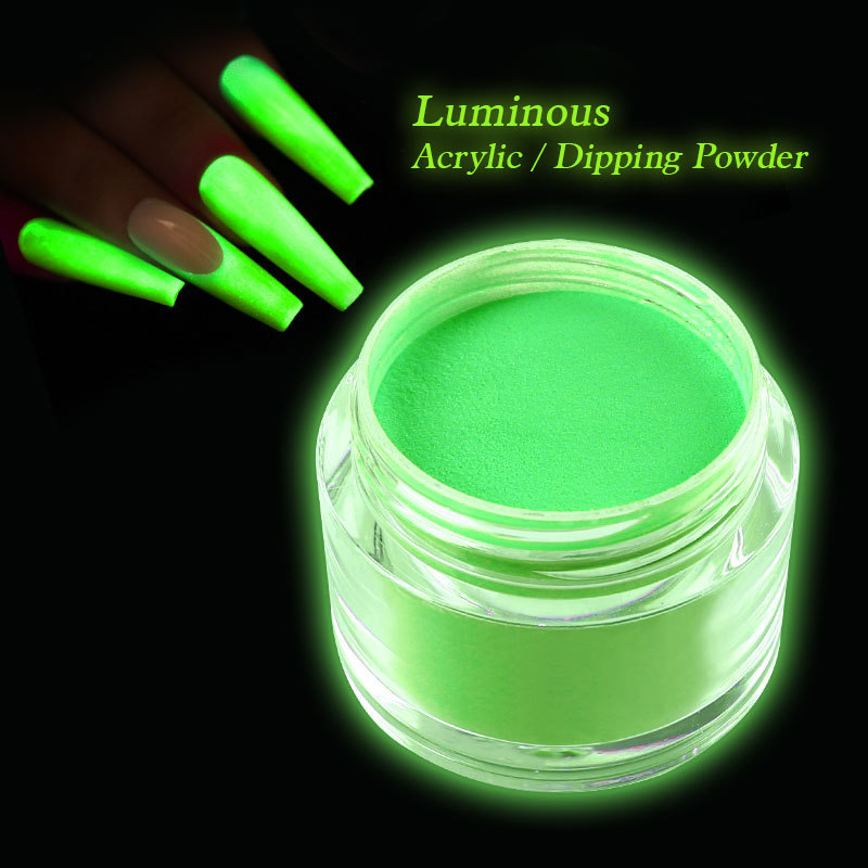 New arrival dip powder nails system glow in dark powder luminous acrylic powder