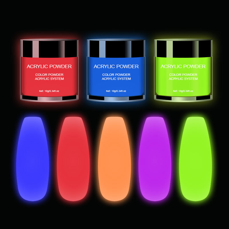 New arrival dip powder nails system glow in dark powder luminous acrylic powder