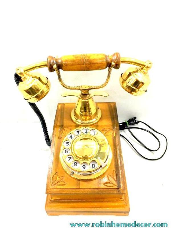 Vintage Antique Look Brown Polished Rotary Chicago Antique Phone Retro Desk Telephone Classy Old Design Rotary Dial Chicago