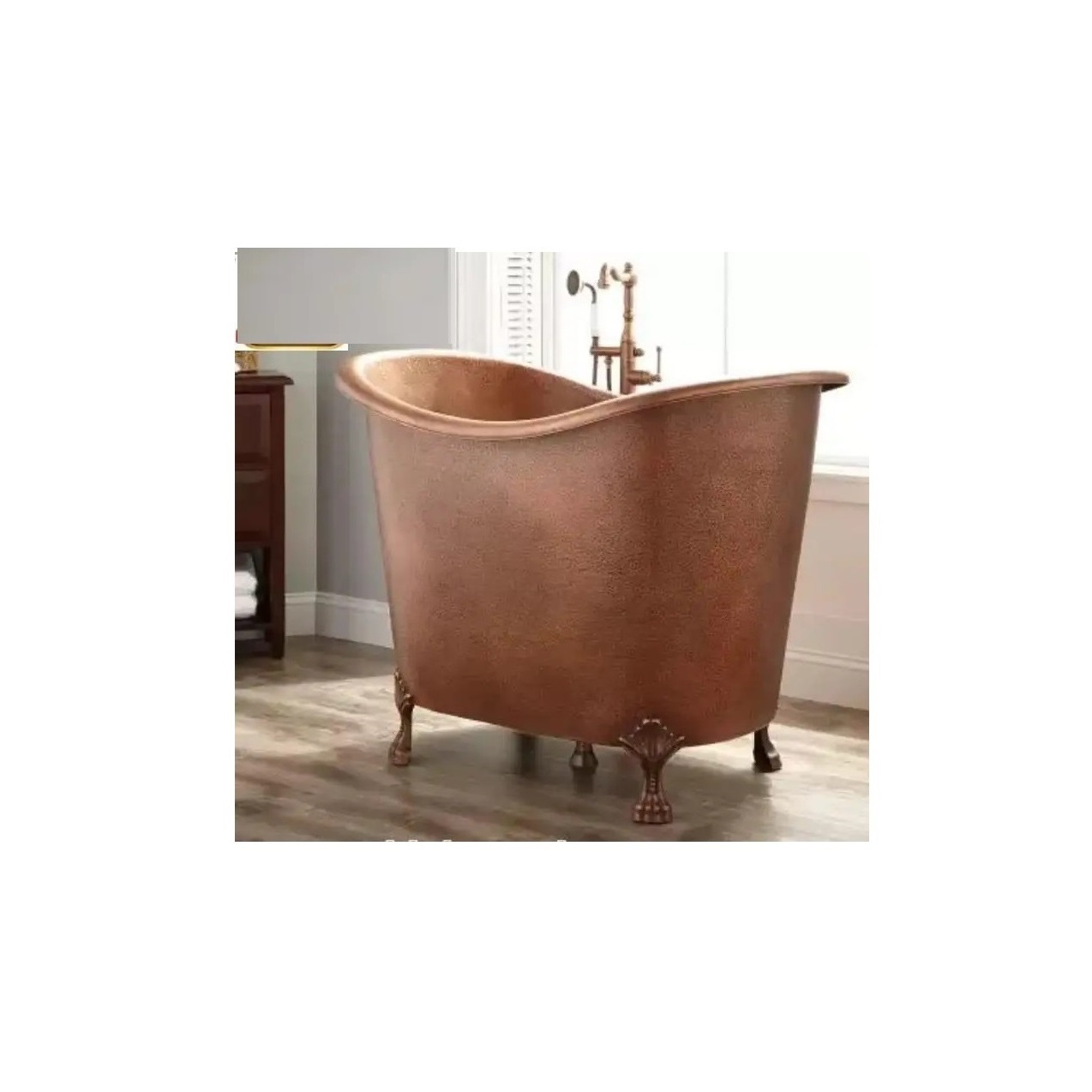 Copper Shiny Finished Inside and Outside Luxury Double Slipper Copper Bath tub for Sale Available at Custom Packaging