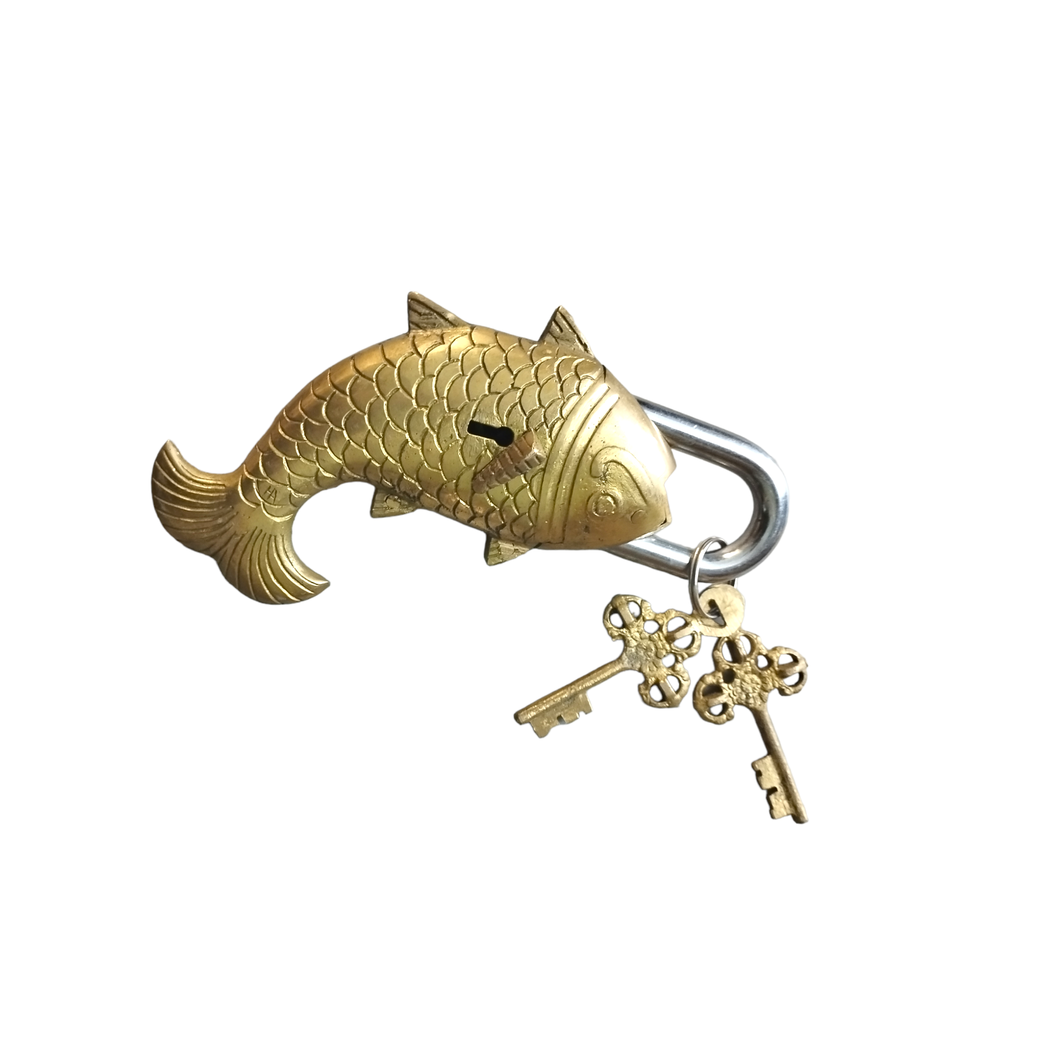 Best Quality Handmade Brass Fish Padlock with 2 Keys for Door Lock at Affordable Price from Indian Exporter