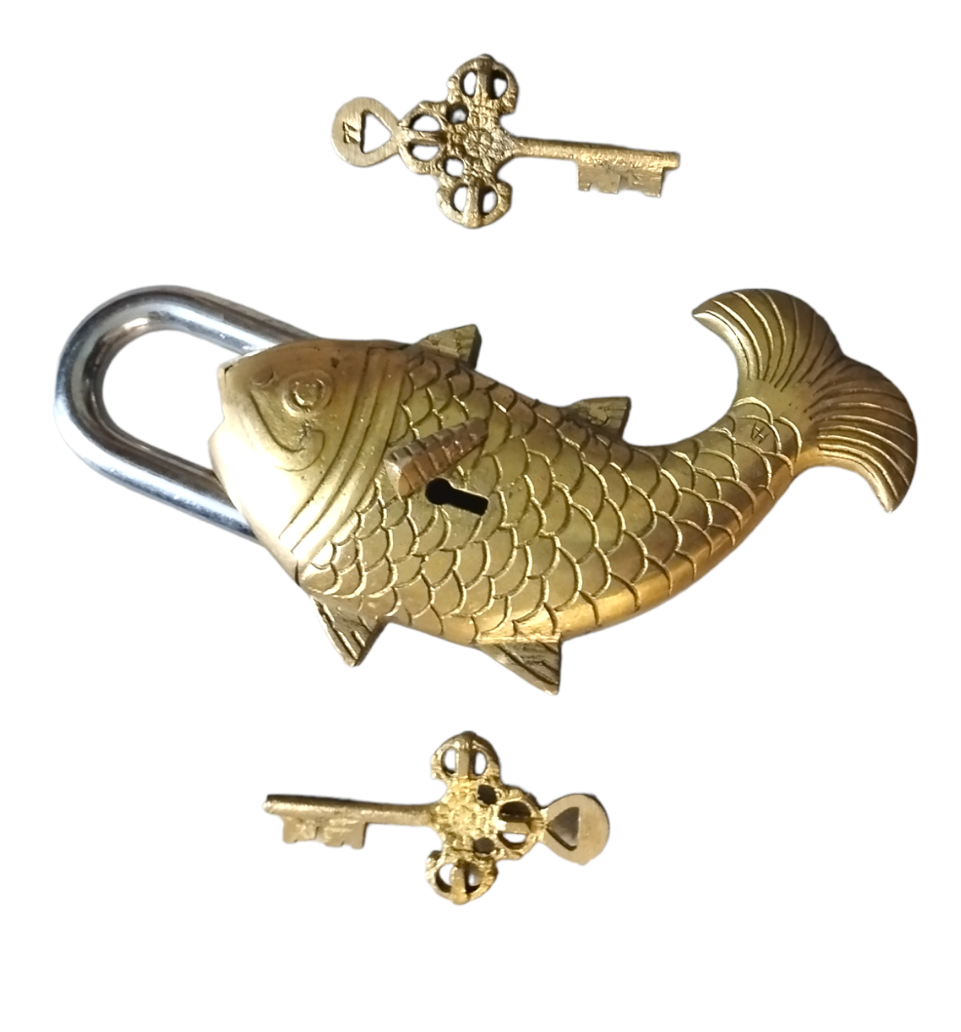 Best Quality Handmade Brass Fish Padlock with 2 Keys for Door Lock at Affordable Price from Indian Exporter