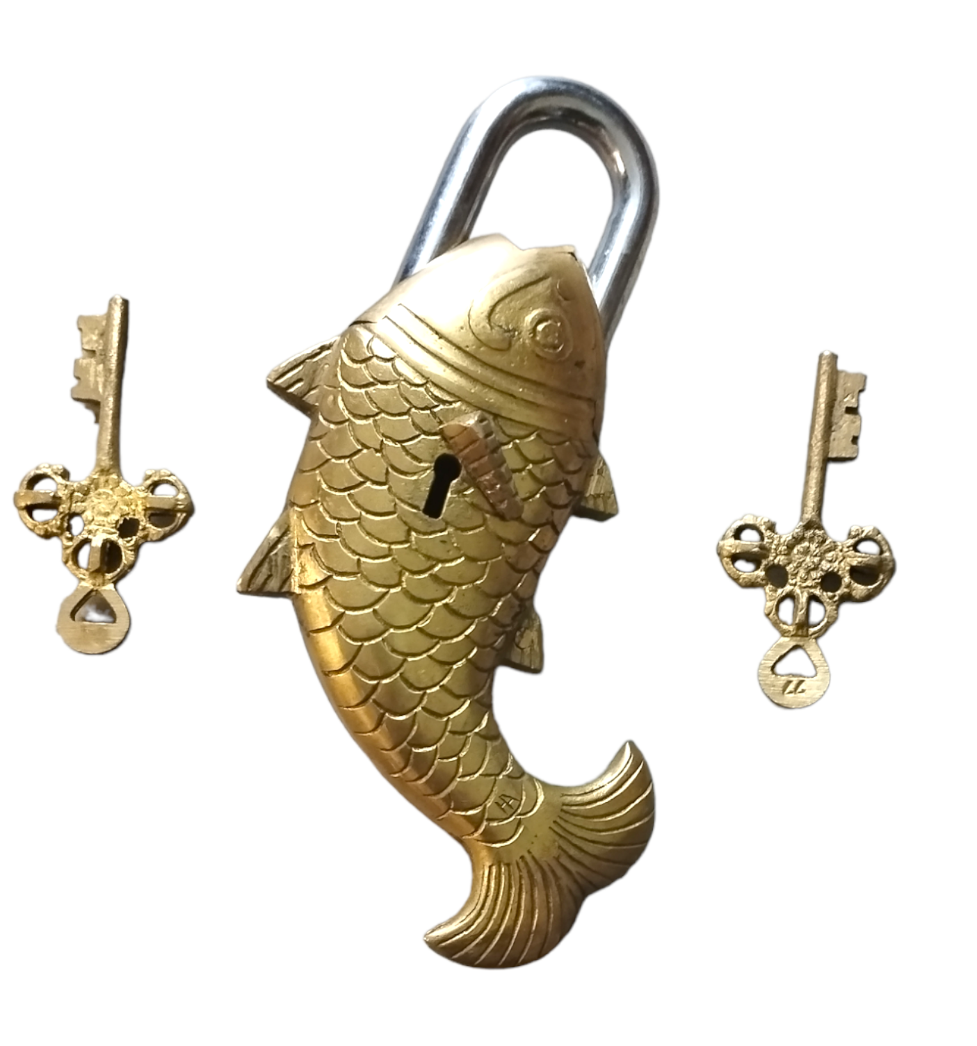 Best Quality Handmade Brass Fish Padlock with 2 Keys for Door Lock at Affordable Price from Indian Exporter