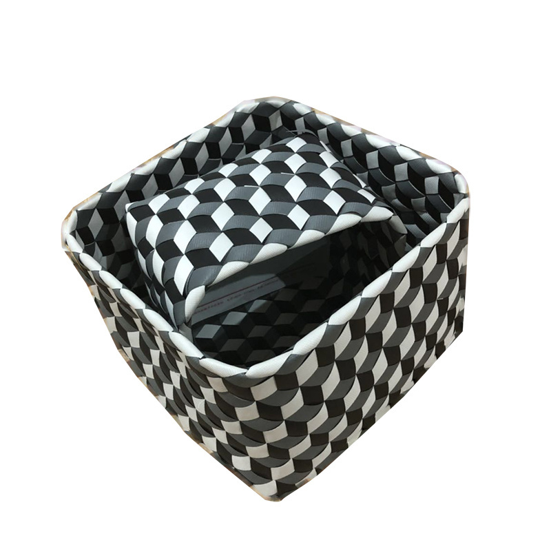 PP Belt Storage Basket Rectangle Woven Basket Drawer For Container Cube Closet