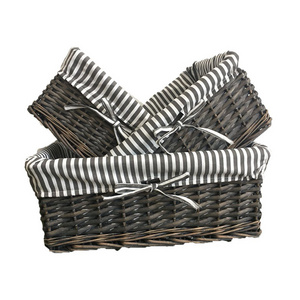 Hamper Woven Willow Basket Wicker With lining Bins Cube For Storage Organizer Toy Closet