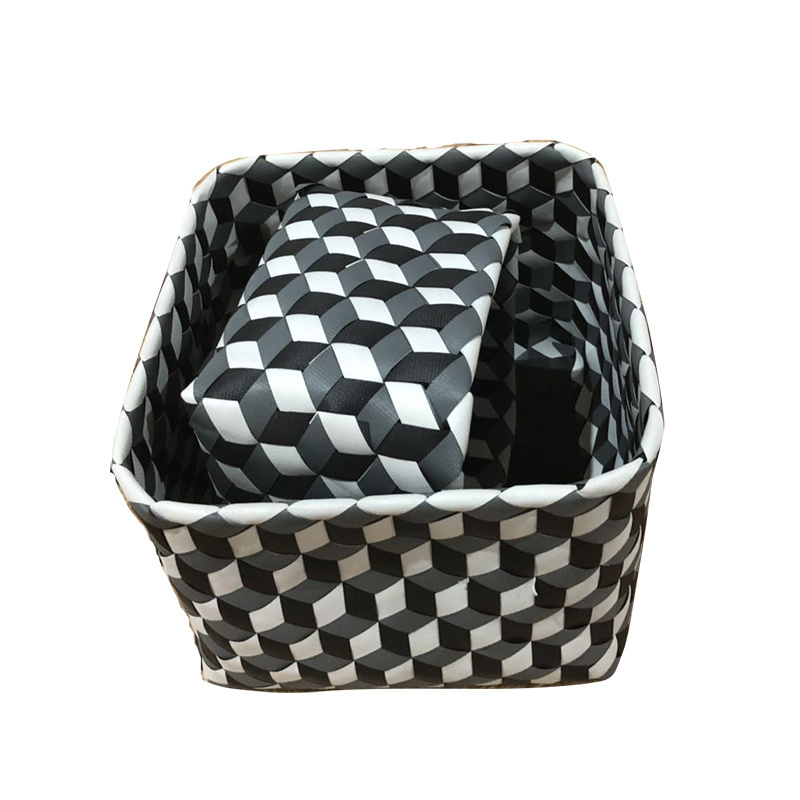 PP Belt Storage Basket Rectangle Woven Basket Drawer For Container Cube Closet