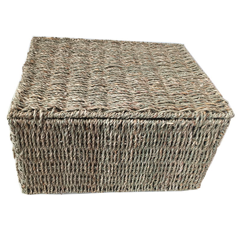 Woven Seagrass Shelf Basket Straw Cube Bins With Lid Storage Toys Dec Gift