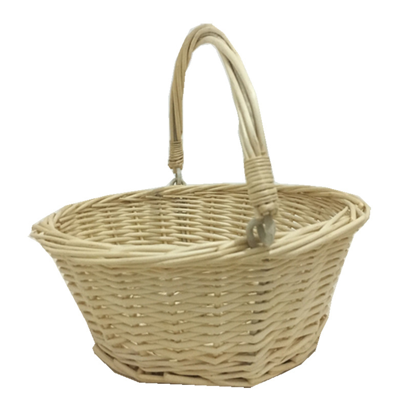 Willow Basket With Folding Handle Handmade Gift For Candy Easter Wicker Basket Craft Gift