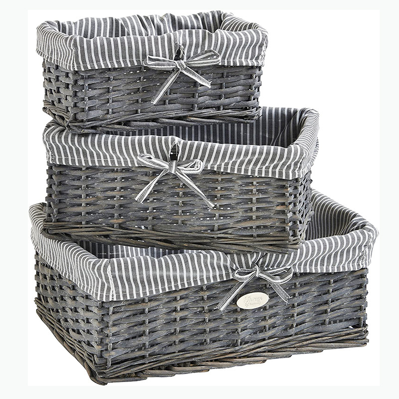 Hamper Woven Willow Basket Wicker With lining Bins Cube For Storage Organizer Toy Closet