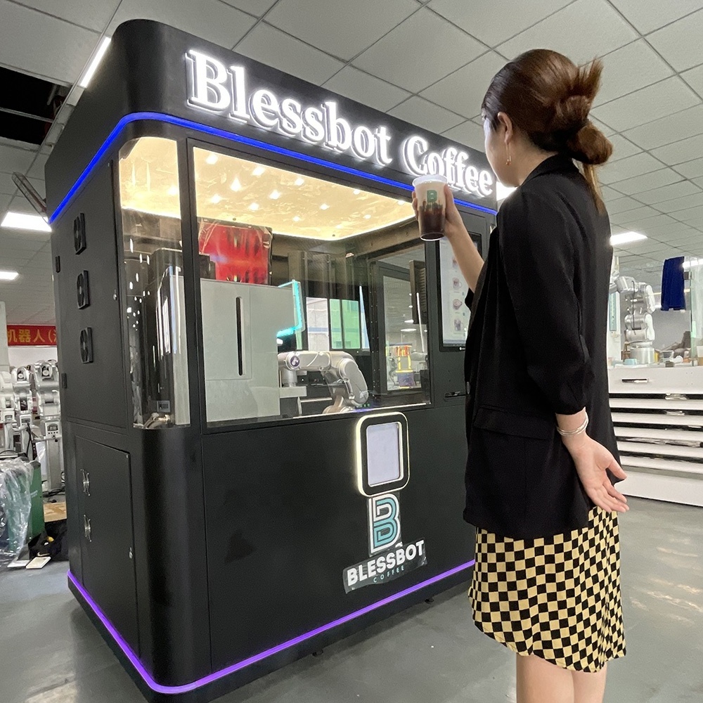 6 Axis Robotics Arm Coffee Vending Machine Automatic Freshly Ground Coffee Kiosk