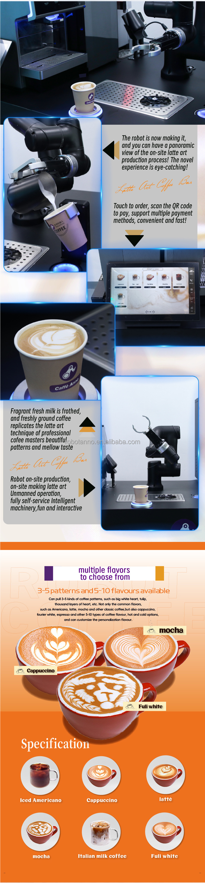 New Design Touch Screen Cappuccino Latte Electric Fully Automatic Robot Coffee Machine For Business