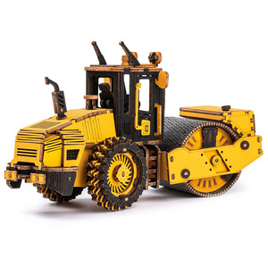 Robotime Rokr DIY Series TG701K Road Roller Engineering Vehicle Model Kits Wooden Educational Toys 3D Wood Puzzles