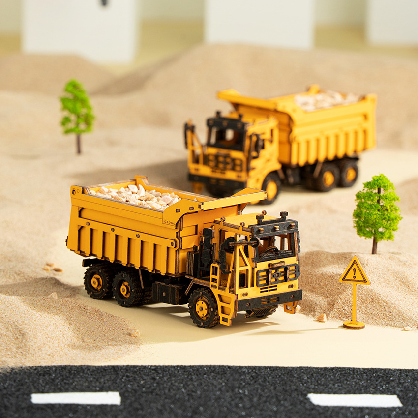 Robotime Rokr  DIY Series TG603K Dump Truck Engineering Vehicle Model Kits Assemble Toys Kids Children 3D Wooden Puzzles