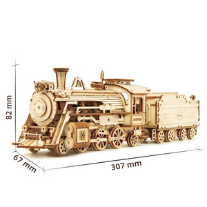 CPC Certificated Robotime Locomotive Train Model 3d wooden puzzle toys for adults and kids