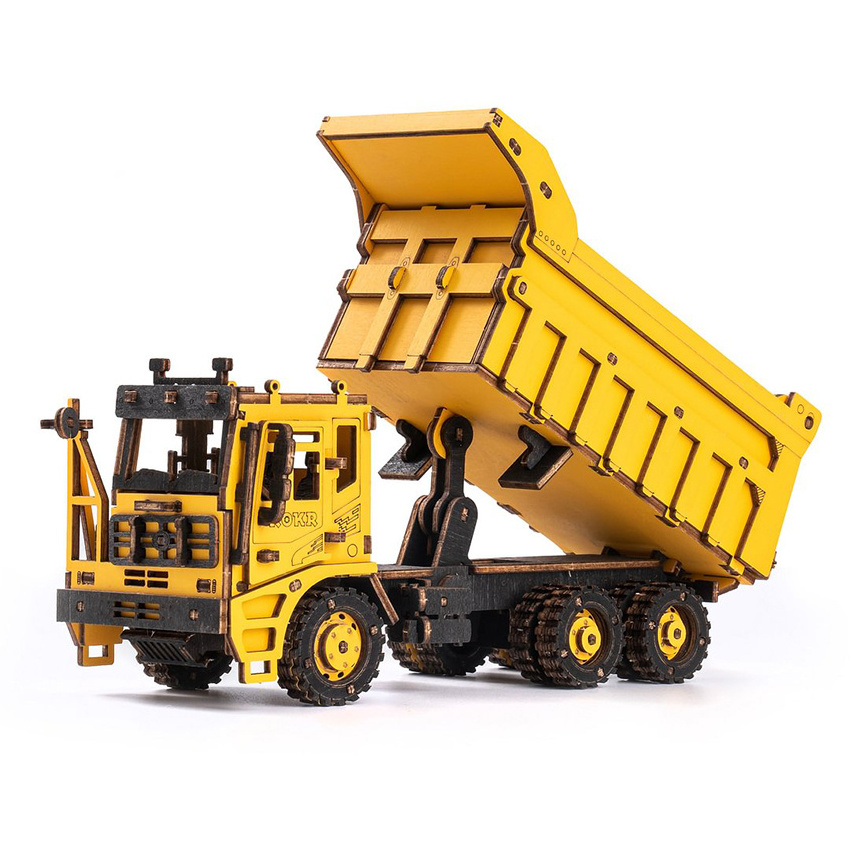 Robotime Rokr  DIY Series TG603K Dump Truck Engineering Vehicle Model Kits Assemble Toys Kids Children 3D Wooden Puzzles