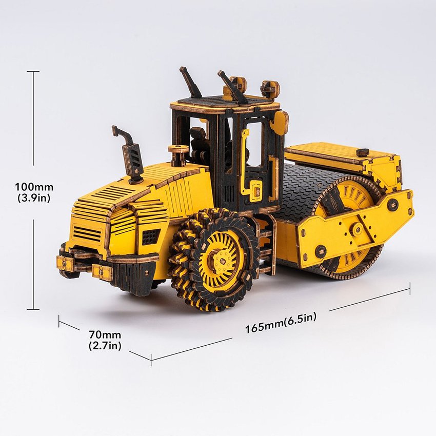 Robotime Rokr DIY Series TG701K Road Roller Engineering Vehicle Model Kits Wooden Educational Toys 3D Wood Puzzles