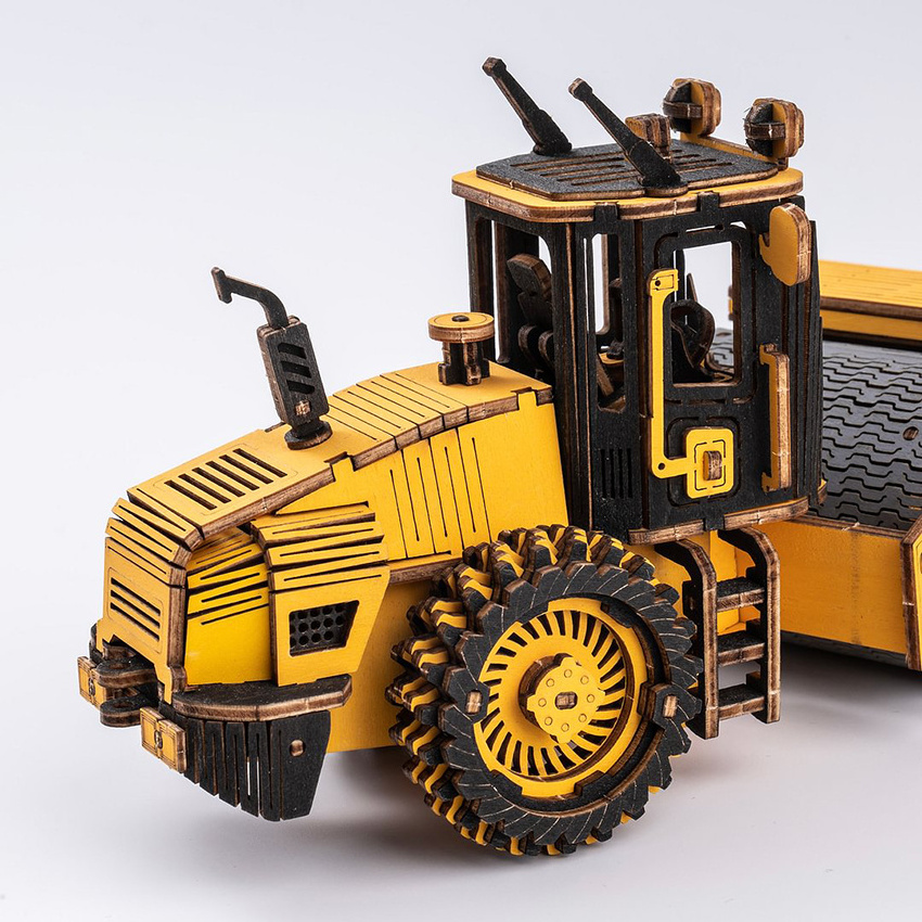 Robotime Rokr DIY Series TG701K Road Roller Engineering Vehicle Model Kits Wooden Educational Toys 3D Wood Puzzles