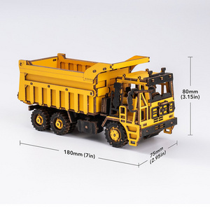 Robotime Rokr  DIY Series TG603K Dump Truck Engineering Vehicle Model Kits Assemble Toys Kids Children 3D Wooden Puzzles