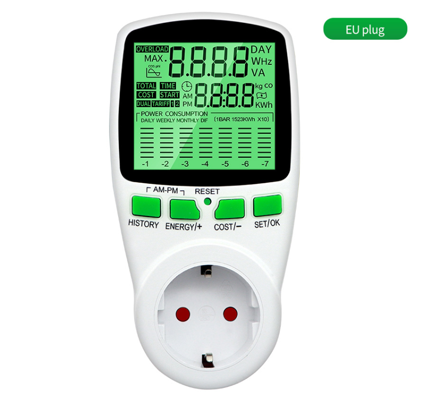 LCD Display Wattmeter Energy Meter Power Metering, Billing Sockets Electricity Meter Sockets Multifunction Power Charts