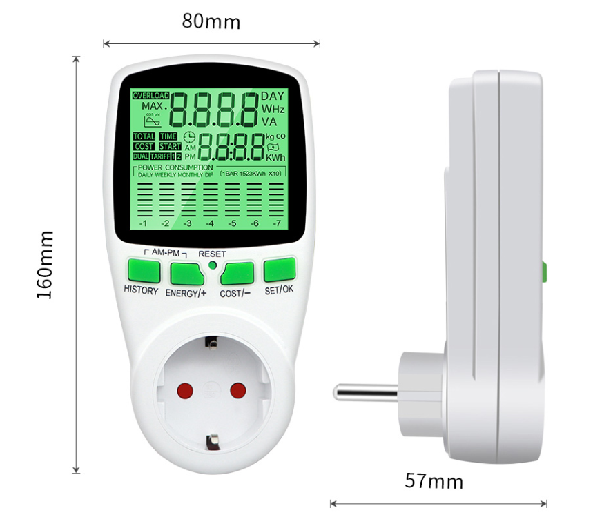 LCD Display Wattmeter Energy Meter Power Metering, Billing Sockets Electricity Meter Sockets Multifunction Power Charts