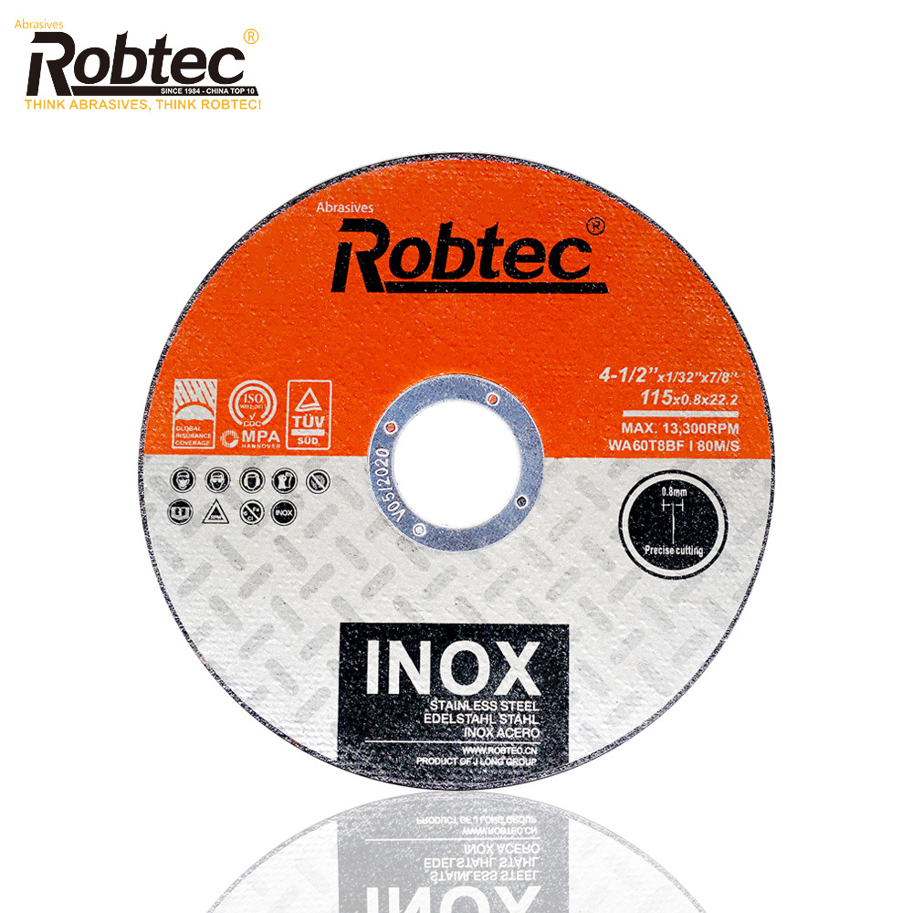 Robtec 4-1/2inch 115x 0.8x22.2mm Abrasive Cutting Disc for Carbide Steel, Cutting Wheel for stainless steel Inox