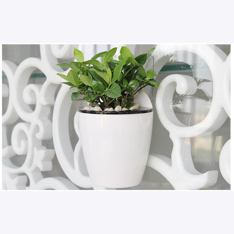 Automatic Suction Garden Patio Decorative Wall Mount Hanging Plastic Plant Vase Pot