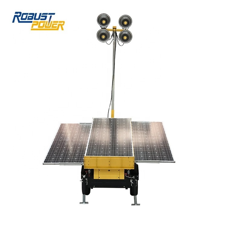 Battery Solar Mobile LED Trailer Light Tower for surveillance camera CCTV rechargeable lithium