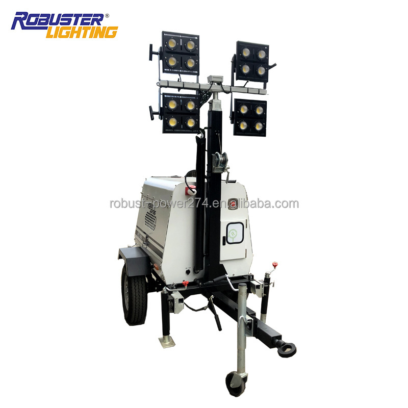 9M High Mast Portable Lights Tower Diesel Generator Compact Manual Led Light Tower