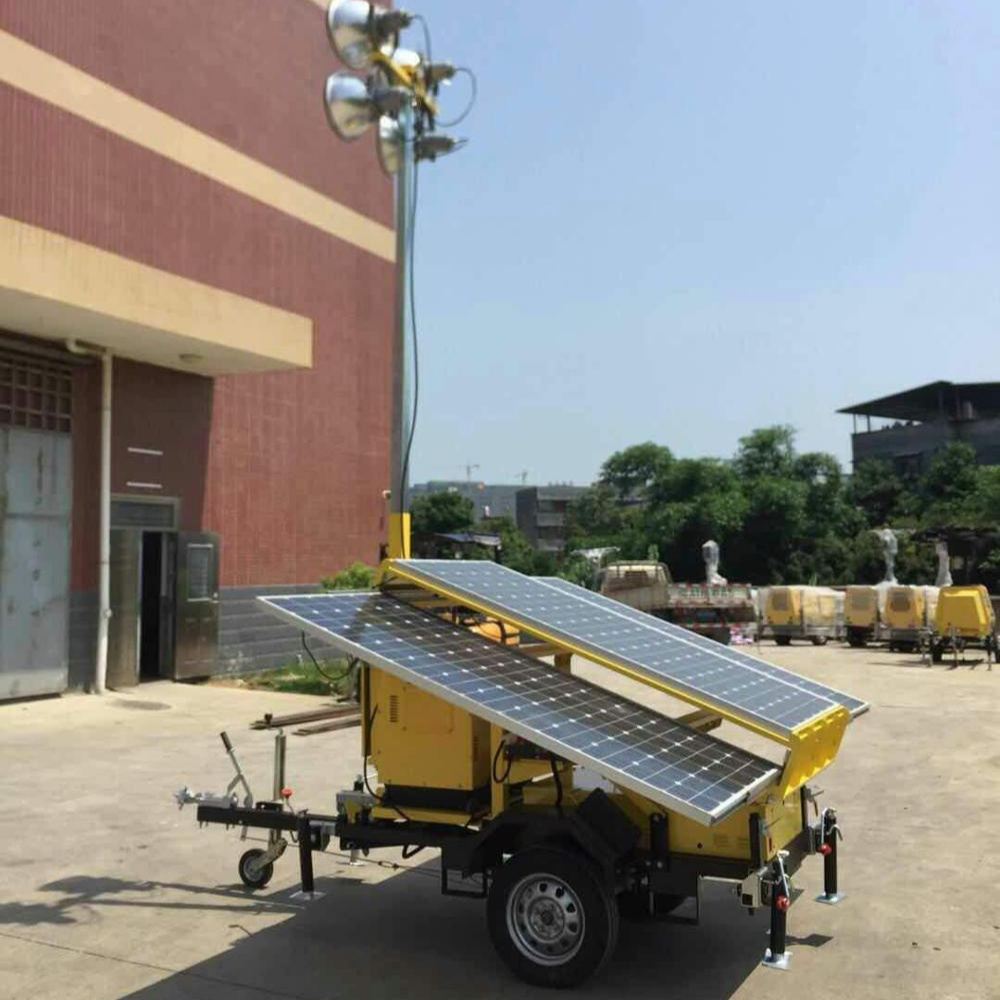 Solar  Trailer backup diesel Generator manual Battery light tower