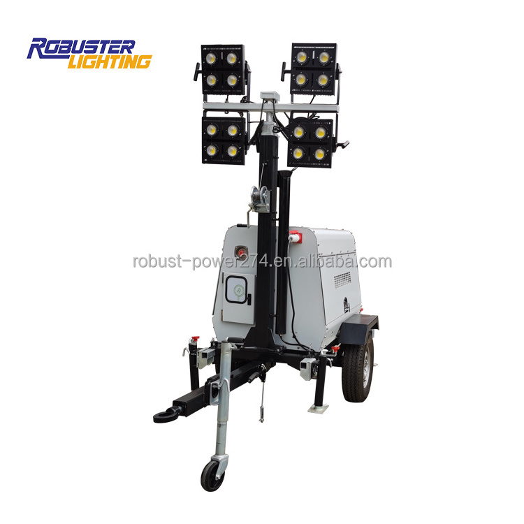 9M High Mast Portable Lights Tower Diesel Generator Compact Manual Led Light Tower