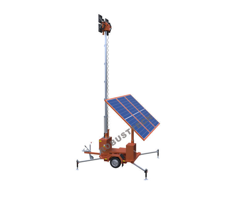 Solar  Trailer backup diesel Generator manual Battery light tower