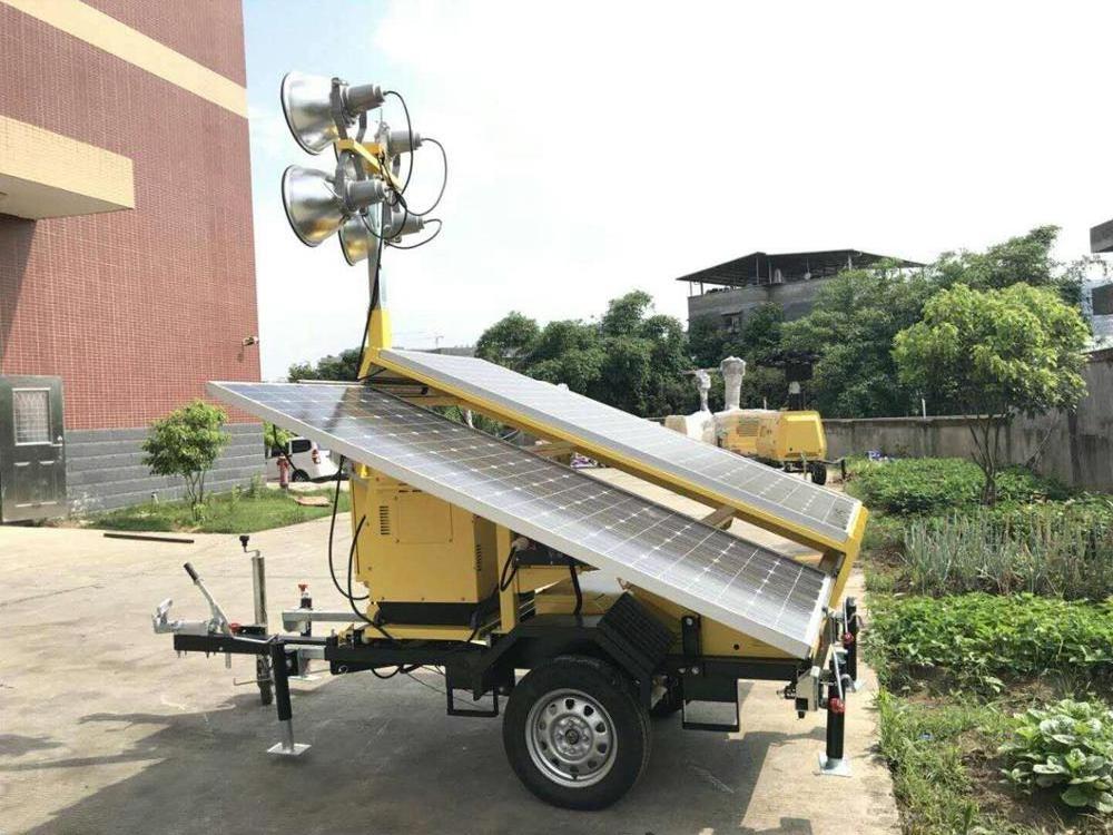 Solar  Trailer backup diesel Generator manual Battery light tower