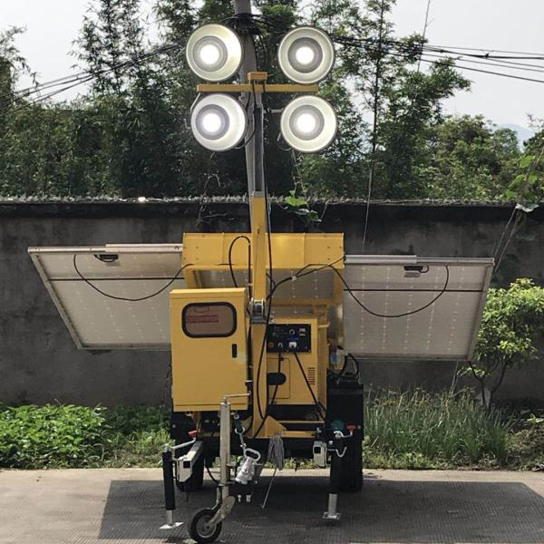 Battery Solar Mobile LED Trailer Light Tower for surveillance camera CCTV rechargeable lithium