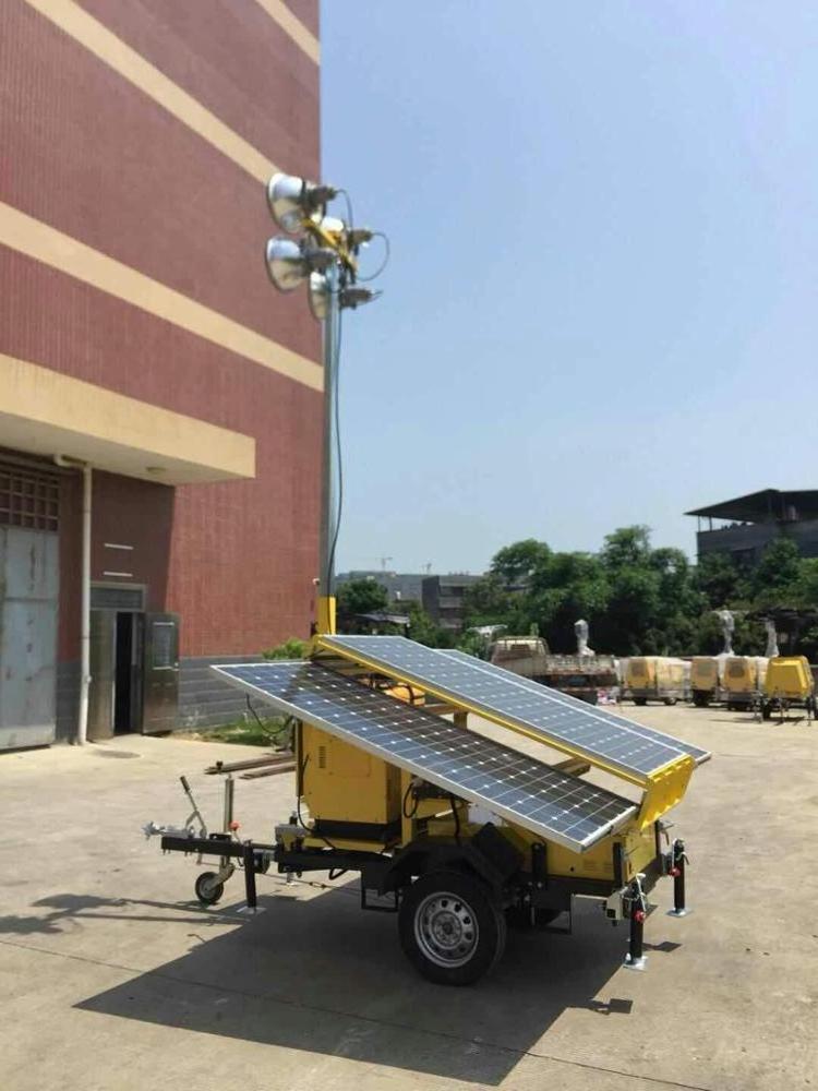 Battery Solar Mobile LED Trailer Light Tower for surveillance camera CCTV rechargeable lithium