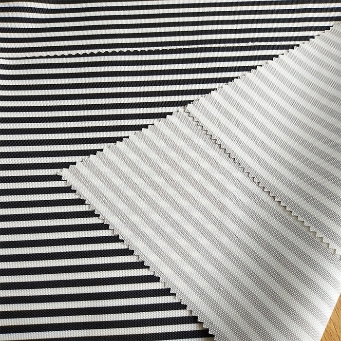 200gsm black white stripe printed pu coated 600d polyester waterproof oxford beach chair fabric