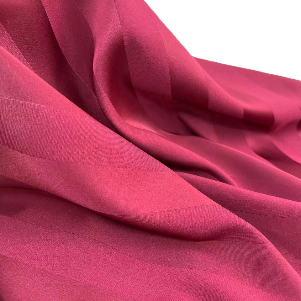 97%Polyester 3%spandex 0.4CM 0.8CM 1.2CM 2.4CM 2.5CM Stripe Satin stretch Chiffon Fabric for Dress pajamas