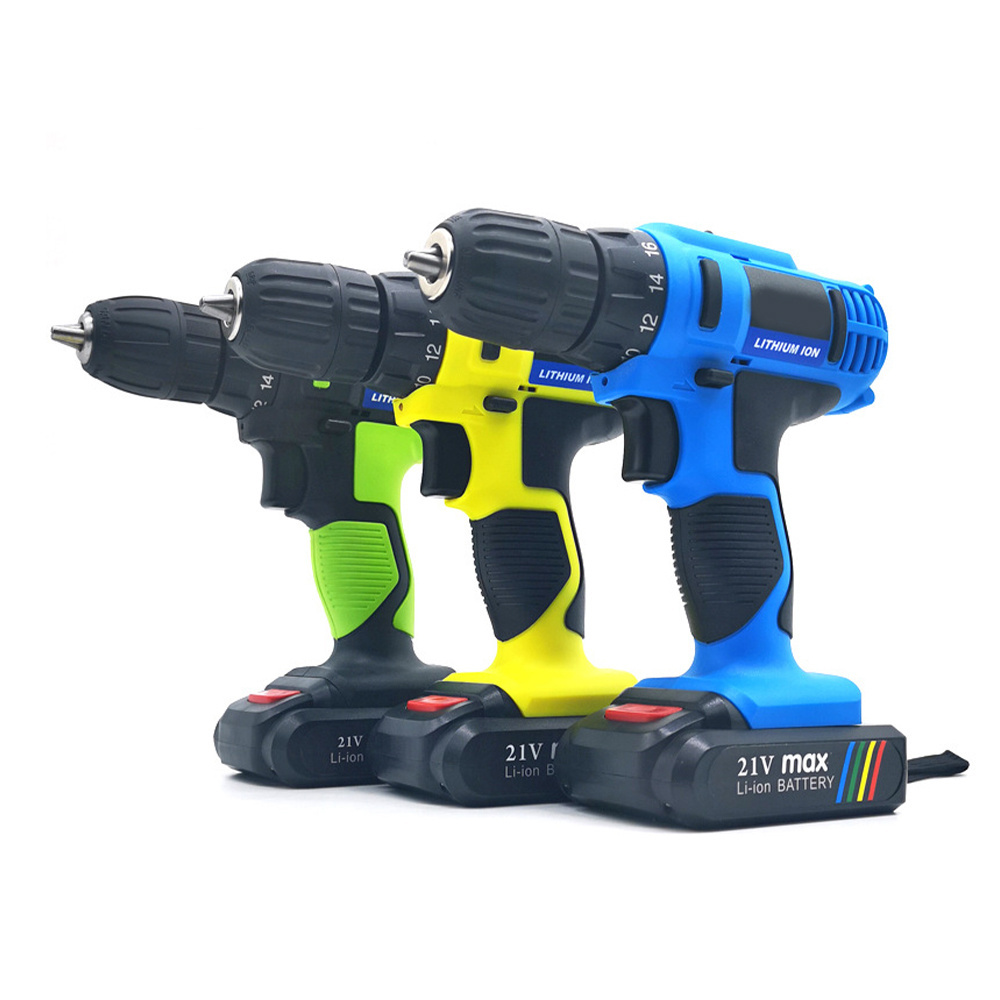 New Style Variable Speed Brush Motor 21v Battery Power Drill Machine Power Drill Tools Cordless Drill Odm Milwaukee Tools 10mm