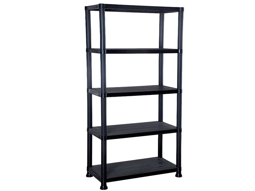 4 Tier Black Plastic Shelving Racking Storage Unit Shelf (6030P-4T)