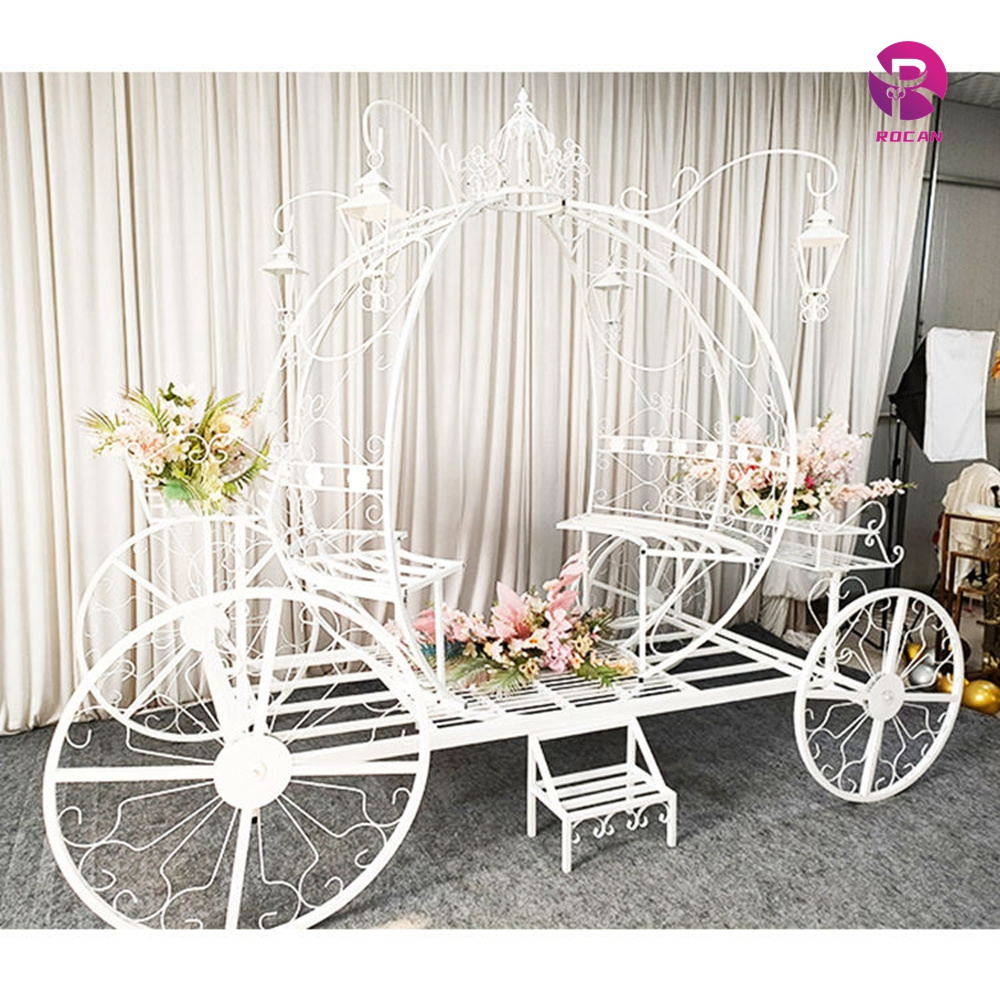 White Fairy Tale Wedding Bride Entry Carriage Fantasy  Cinderella Theme Pumpkin Horse Cart Bride Entry Carriage