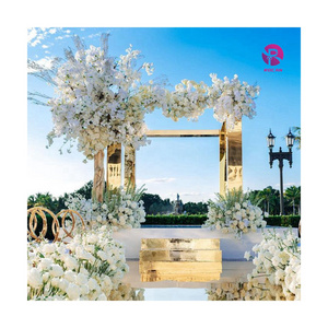 Gold Mirror Wedding Backdrop Arch Shiny Acrylic Gazebo Flower Chuppah Arch Event Wedding Supplies