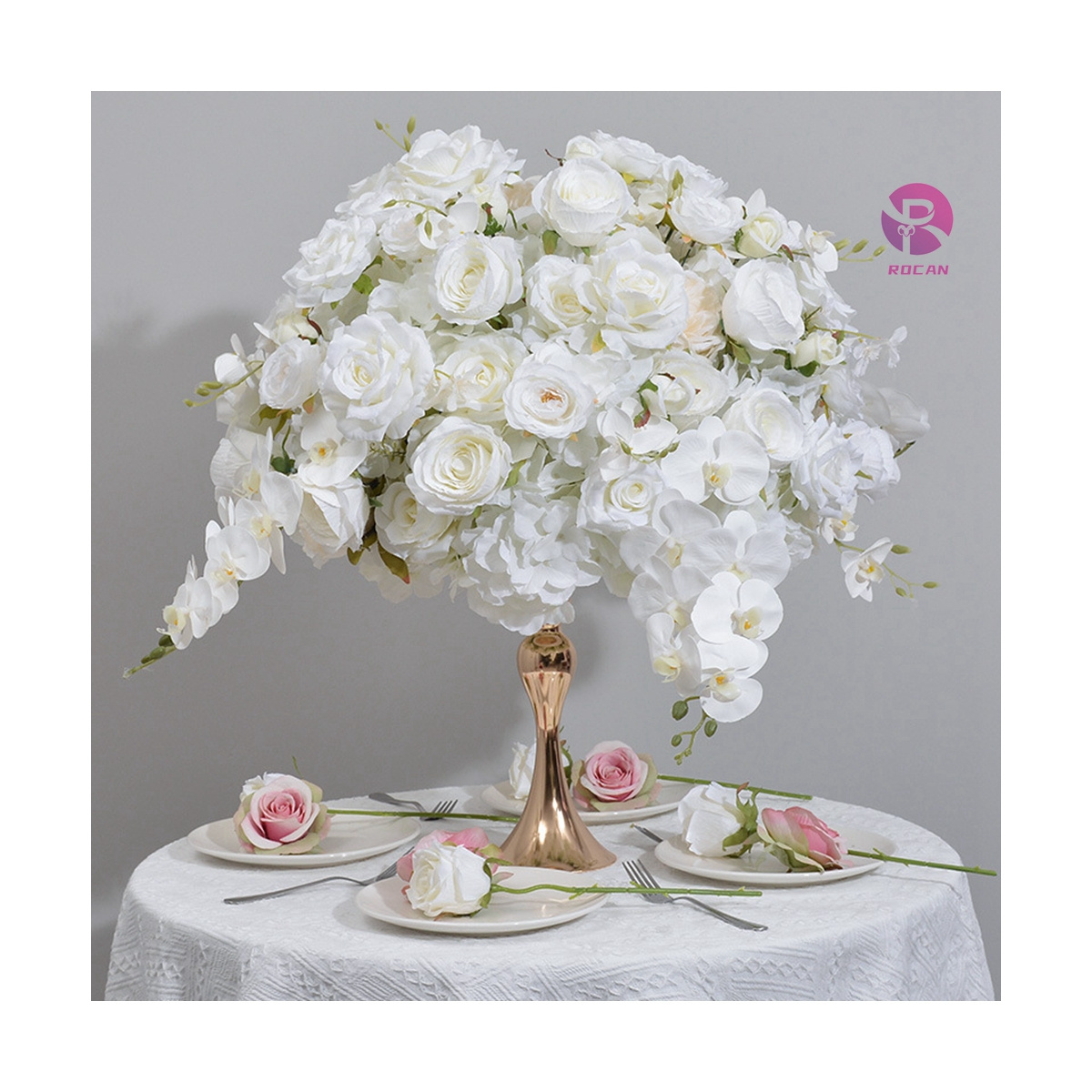 60cm White Beige Ivory Flower Ball Flower Centerpiece Rose With Orchids For Wedding Party Event