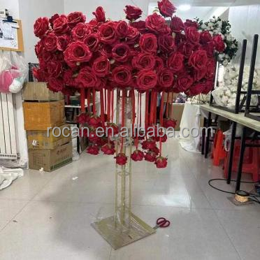 White Flower Center Piece Stand Red Flower Centerpiece Gold Vase For Wedding Table Tall Centerpiece Flower Vase