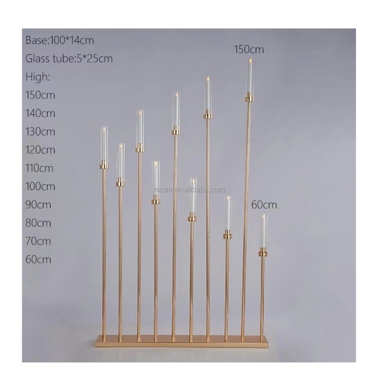 Luxury 10 arms metal gold candle stick holder decorative  tall candelabra for wedding table centerpieces