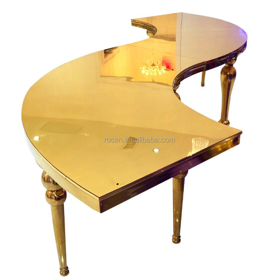 Hotel party supplies wedding decoration display stand cake gold banquet wedding reception serpentine tables