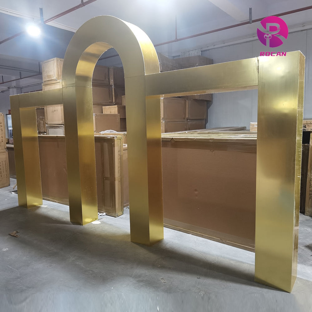 Large Huge Gold Mirror Arch Backdrop Stands Curved Top Arch Wedding Background Stage Indian Wedding