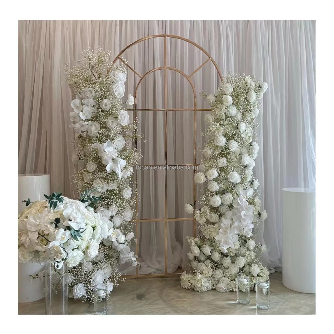 Event decoration Silk flowers fake corner flowers arrangement rose floral swag artificial baby breath flower ball