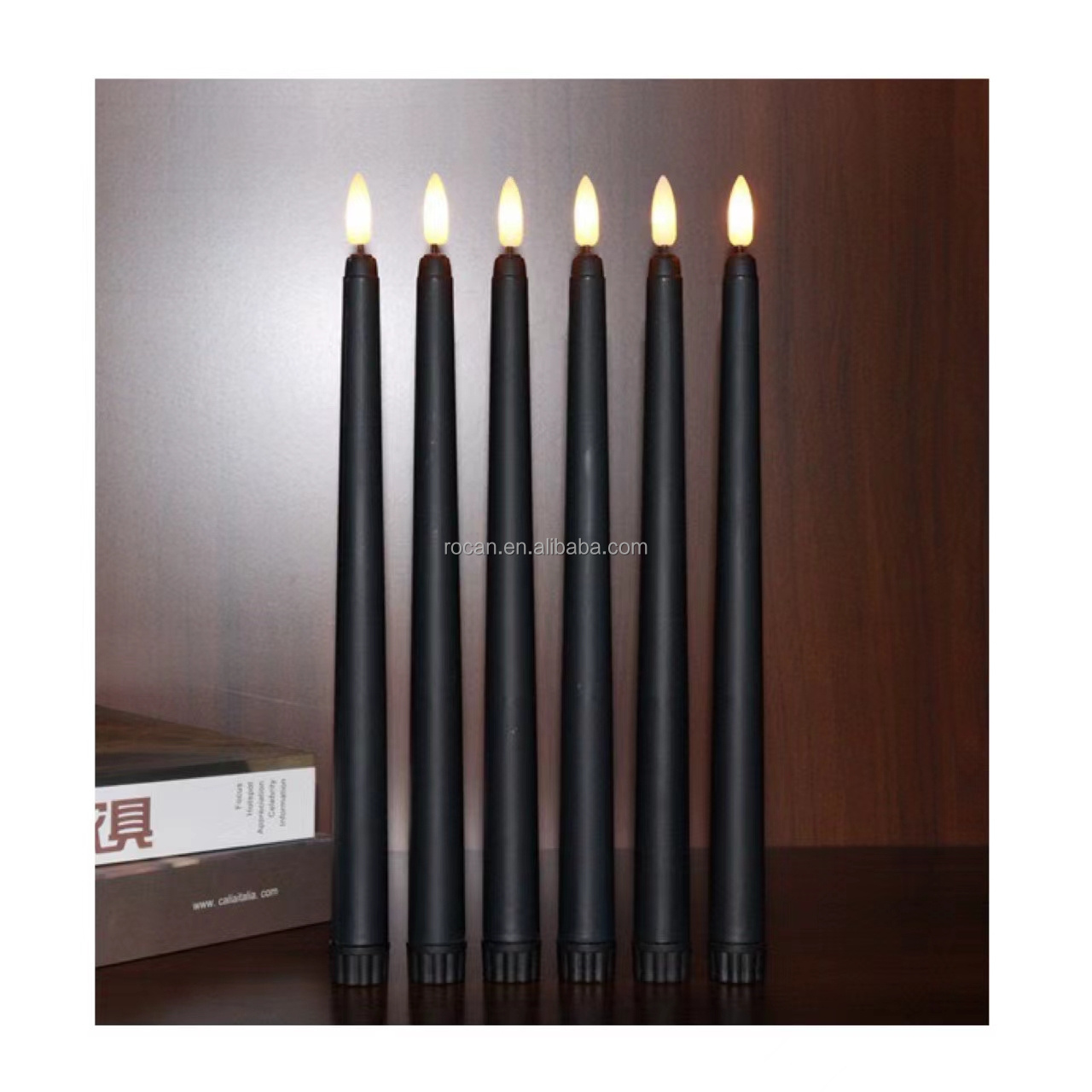 Battery Operated Taper Candles LED Flameless Candle Lights white black Long LED candle