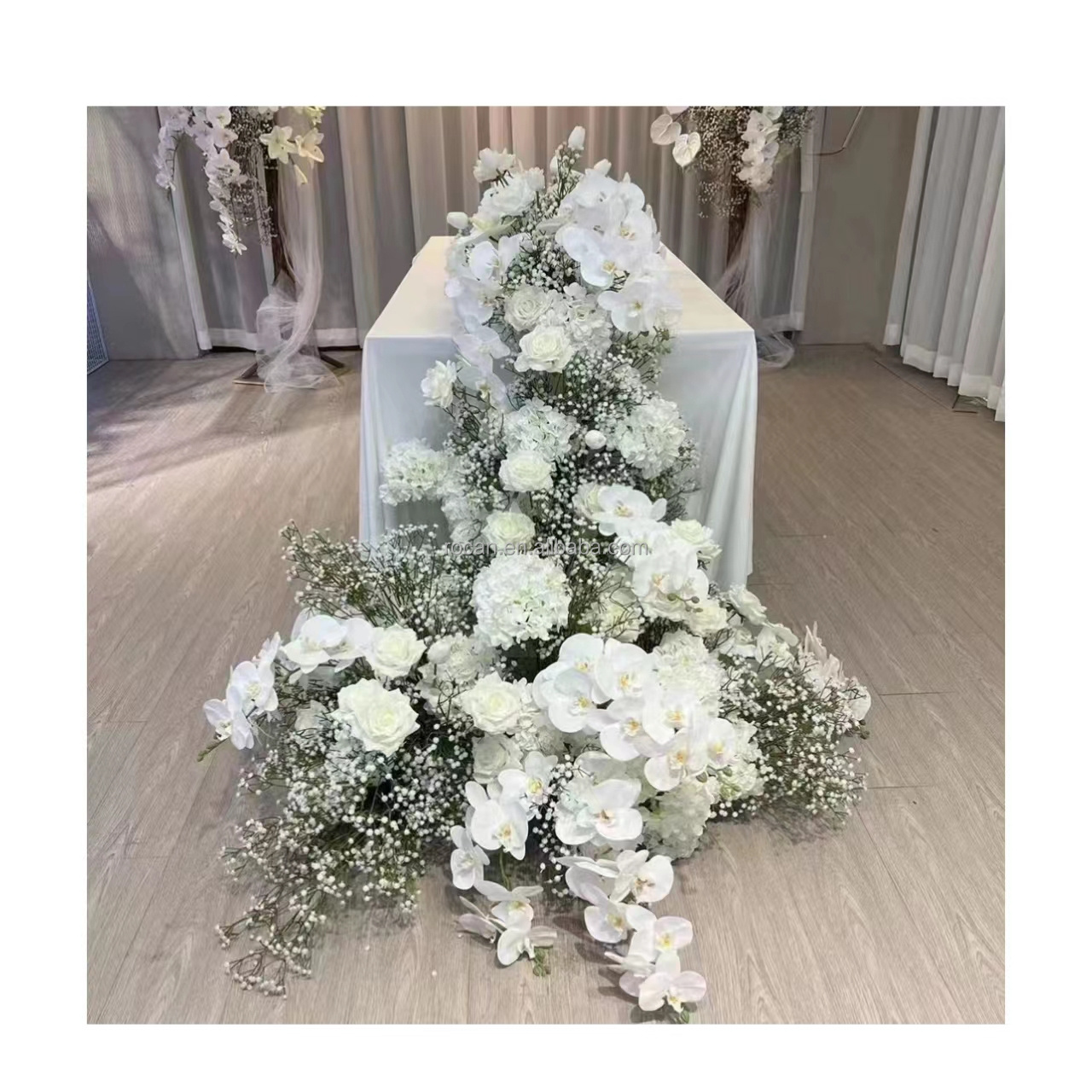 Event decoration Silk flowers fake corner flowers arrangement rose floral swag artificial baby breath flower ball