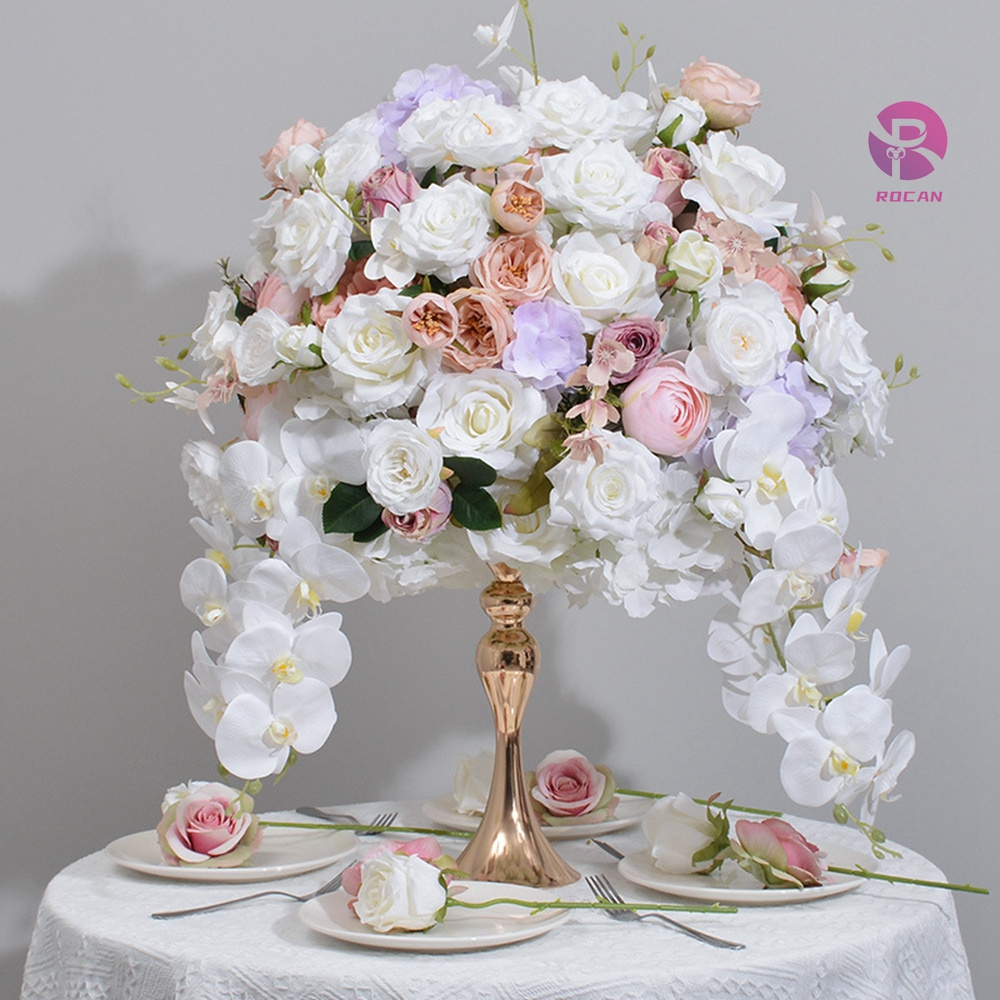 60cm White Beige Ivory Flower Ball Flower Centerpiece Rose With Orchids For Wedding Party Event